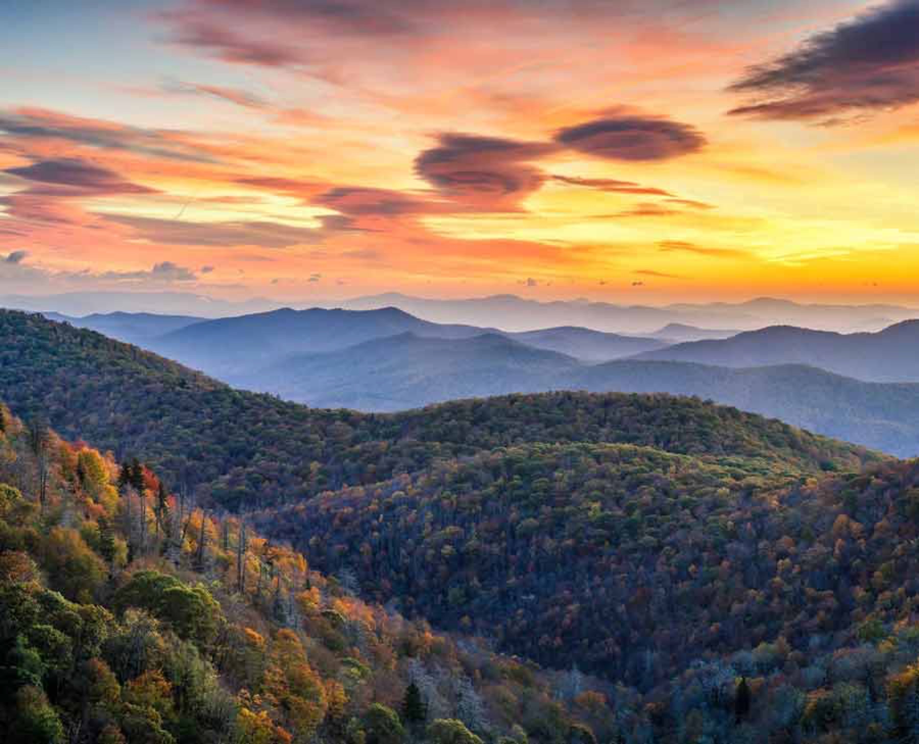 Blue Ridge mountains at sunset